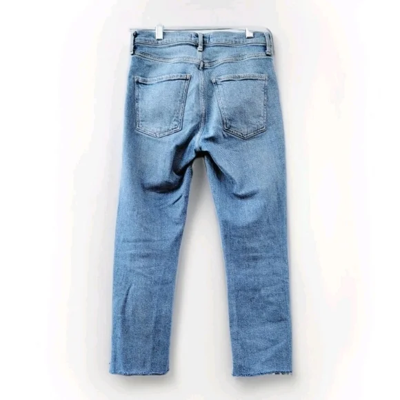 Agolde Toni Size 24 Distressed Raw Step Hem Light Wash Minimalist Cropped Jeans - Picture 11 of 14
